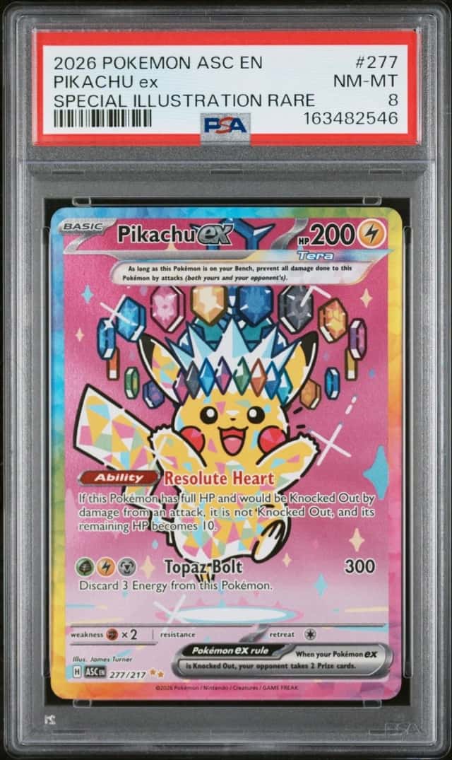 2026 POKEMON ASC EN-ASCENDED HEROES SPECIAL ILLUSTRATION RARE PIKACHU EX PSA 8
