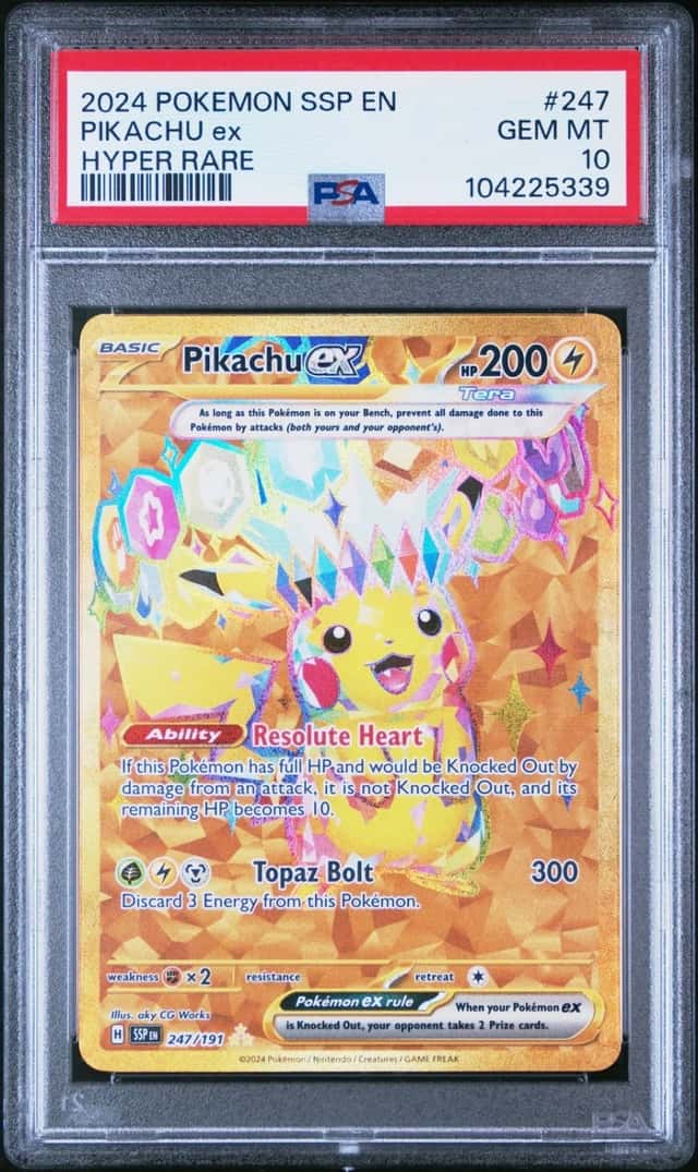 2024 POKEMON SSP EN-SURGING SPARKS HYPER RARE #247 PIKACHU EX PSA 10
