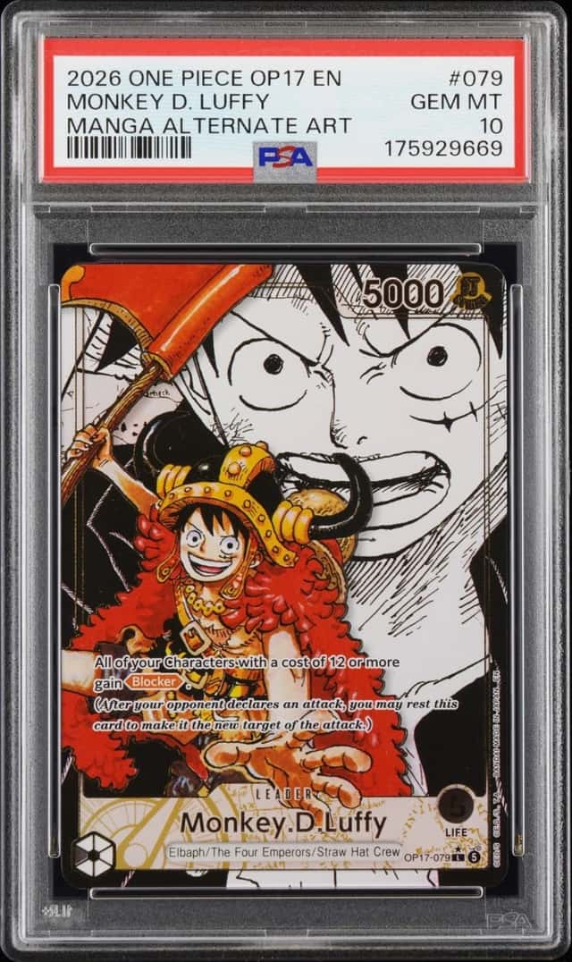 2026 ONE PIECE OP17-THE WORLD'S STRONGEST WARRIORS #079 MONKEY D. LUFFY PSA 10