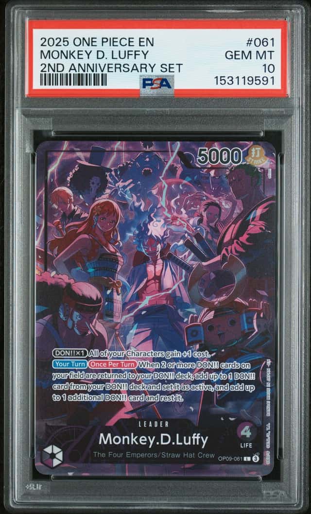 2025 ONE PIECE ENGLISH VERSION 2ND ANNIVERSARY SET #061 MONKEY D. LUFFY PSA 10