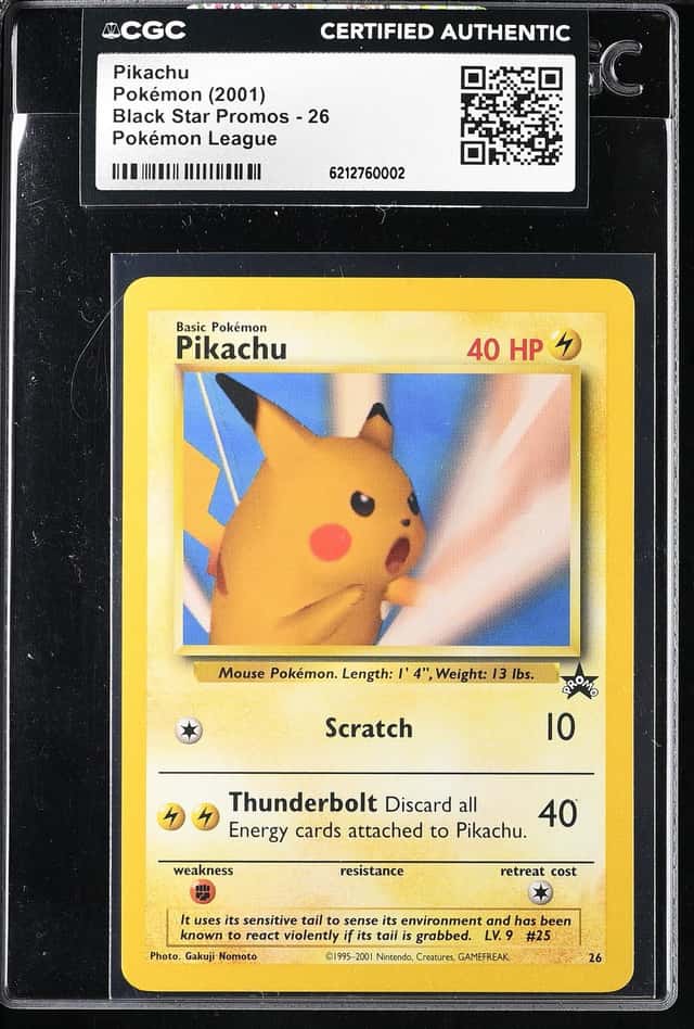 2001 Pokemon League Black Star Promo Pikachu #26 CGC AUTH