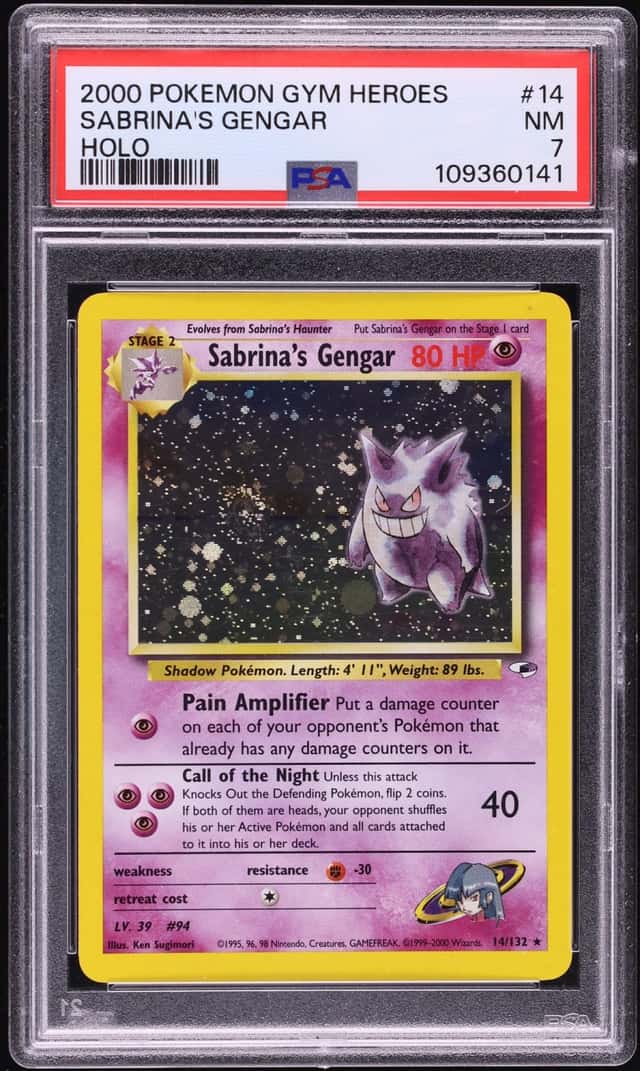 2000 Pokemon Gym Heroes Holo Sabrina's Gengar #14 PSA 7 NRMT