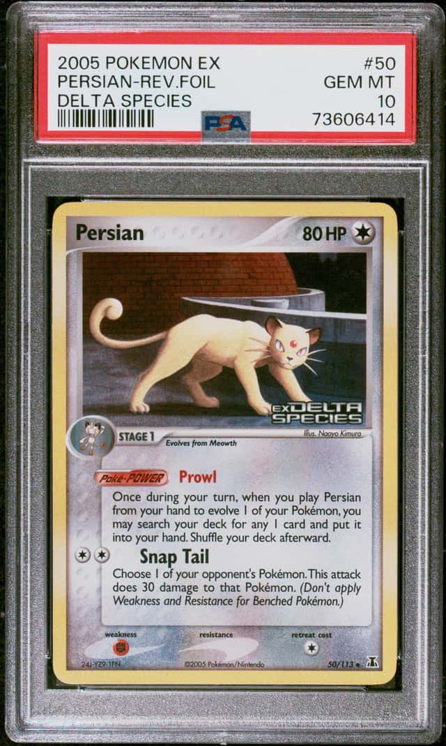 POKEMON PERSIAN-REV.FOIL 2005 EX DELTA SPECIES #50 PSA 10