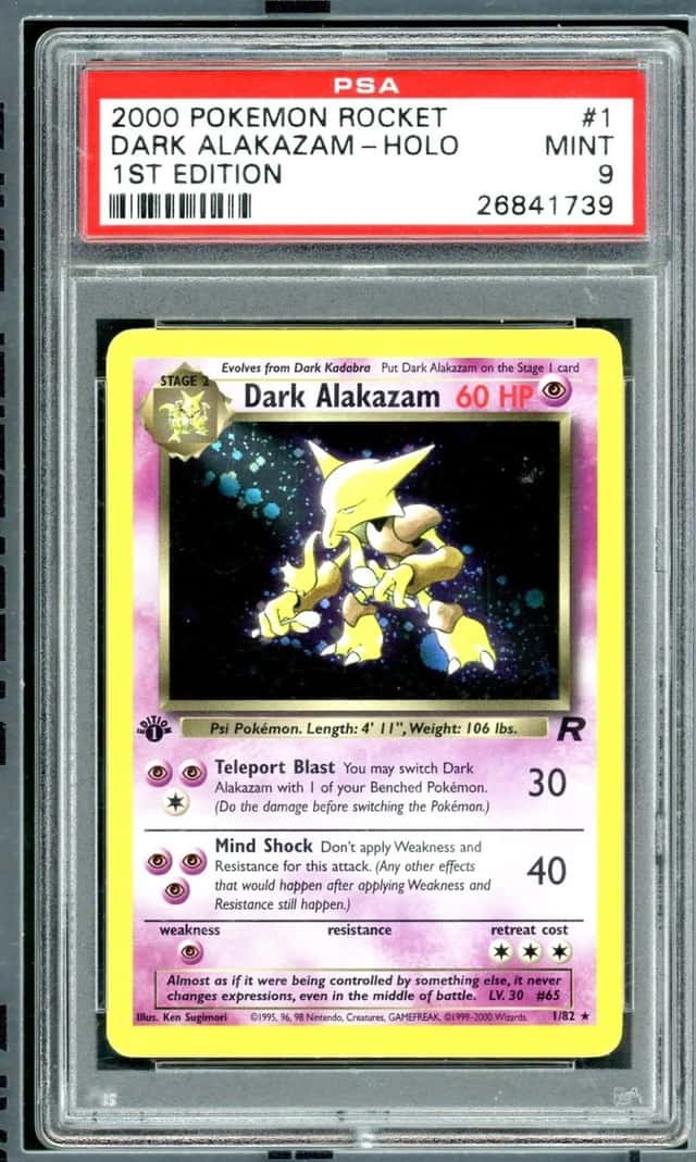 POKEMON DARK ALAKAZAM 2000 ROCKET #1 1ST EDITION HOLO PSA 9