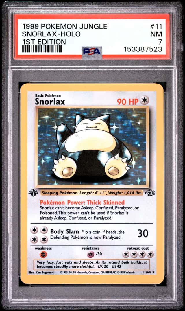 1999 Pokemon Jungle 1st Edition #11 Snorlax - Holo PSA 7 NM