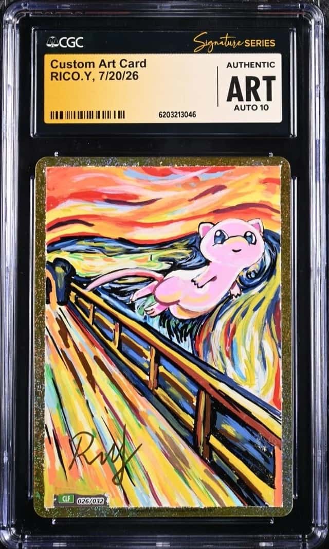 Pokemon 2023 Custom Art Card MEGA Mew Sketch RICO.Y Signed CGC ART AUTO 10