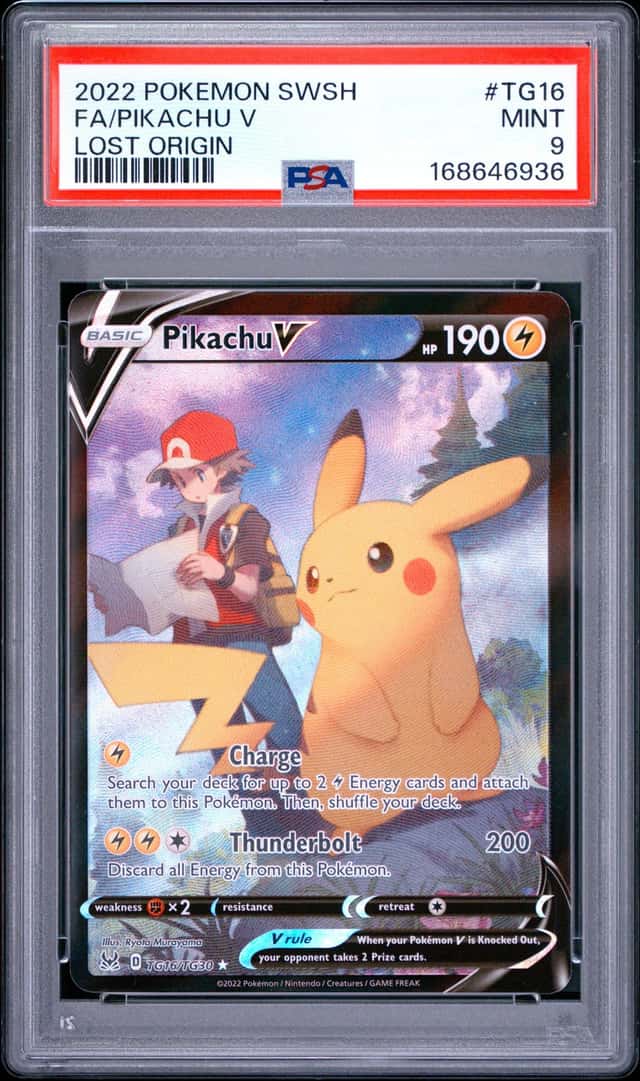2022 POKEMON SWORD & SHIELD LOST ORIGIN #TG16 FULL ART/PIKACHU V PSA 9