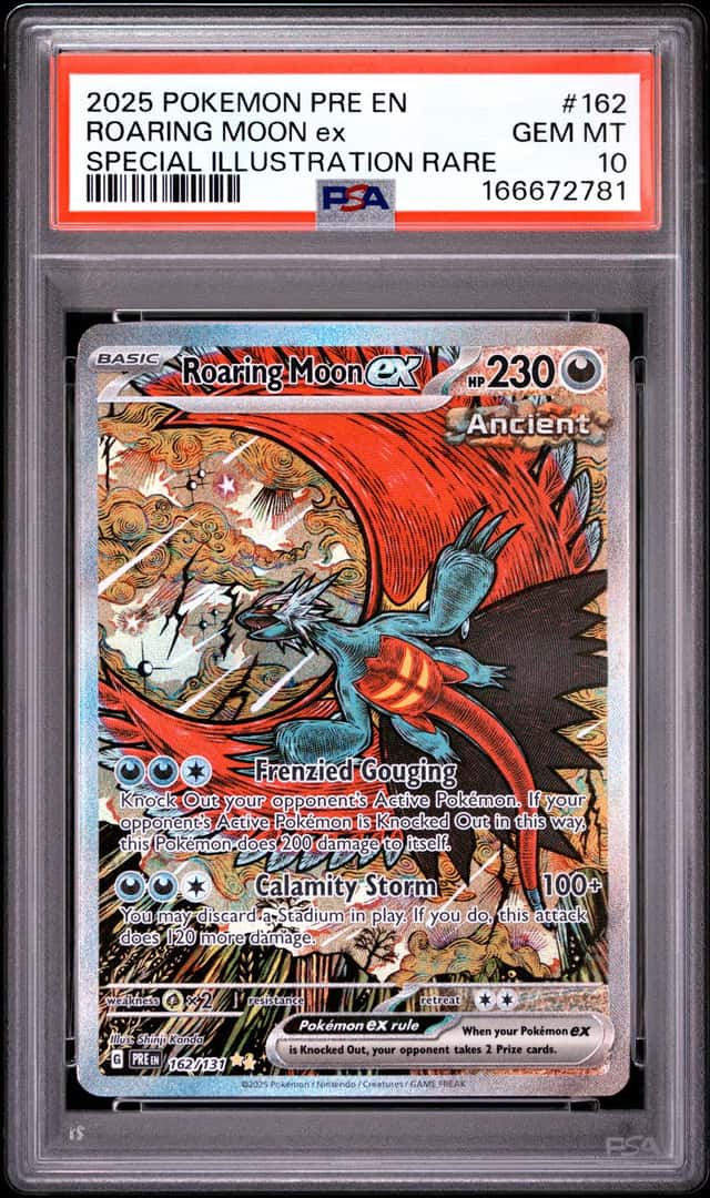 ROARING MOON EX PSA 10 2025 POKEMON PRISMATIC EVOLUTIONS #162/131 PRE EN SIR 781