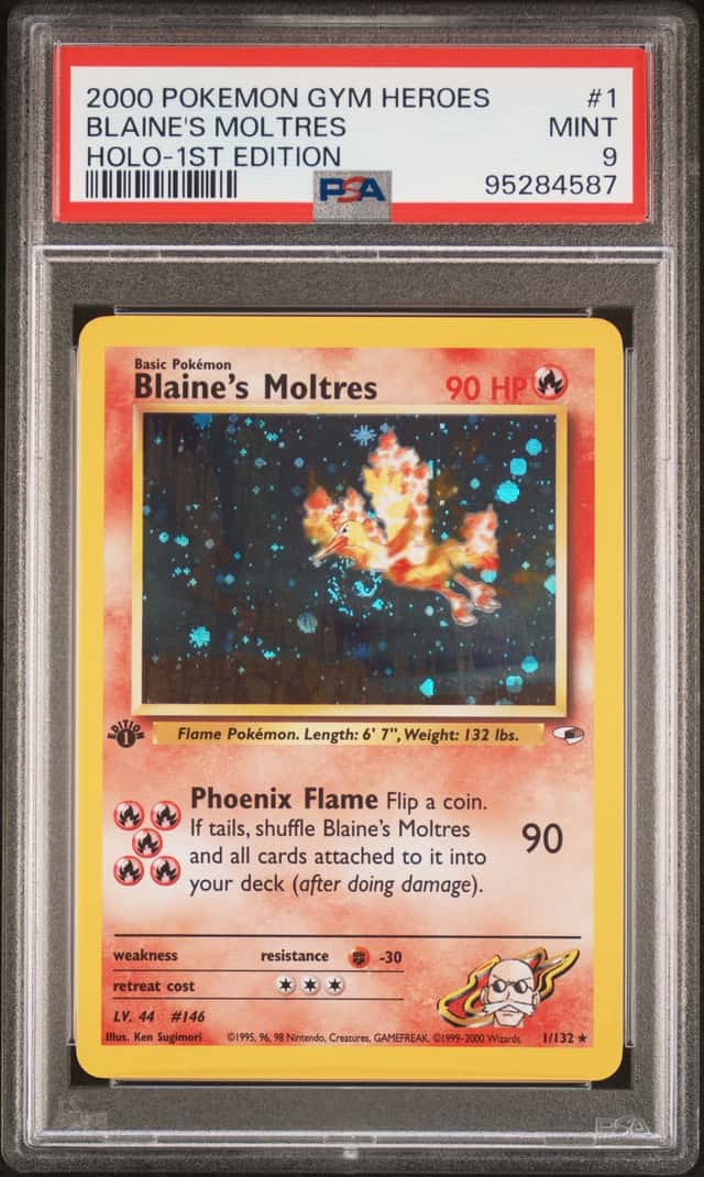 2000 Pokemon Gym Heroes 1st Edition Blaine's Moltres Holo #1/132 PSA 9
