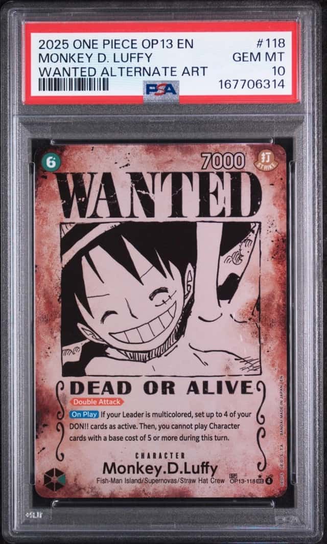 2025 ONE PIECE OP13-CARRYING ON HIS WILL #118 MONKEY D. LUFFY PSA 10