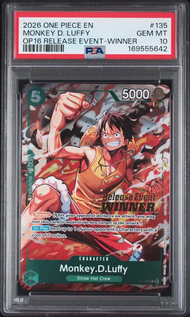 One Piece Monkey D. Luffy Promo 135 Time Of Battle Release Event-Winner PSA 10