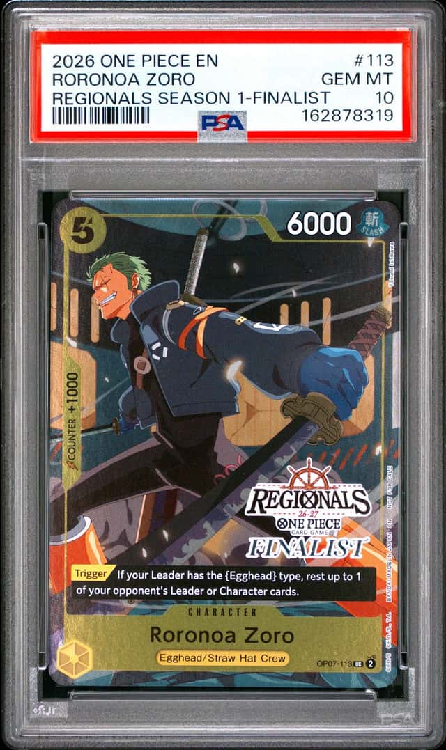 2026 One Piece EN Regionals Season 1 Finalist #113 Roronoa Zoro PSA 10 GEM MINT