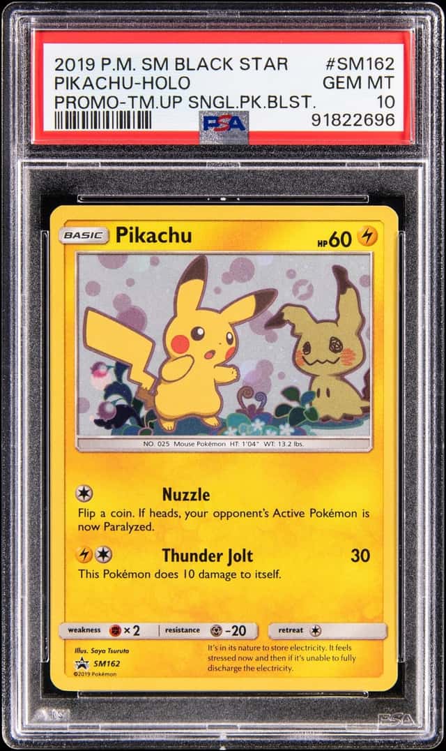 2019 Pokemon Sun & Moon Black Star Promo Team Up Single Pack Blister Holo #SM162 Pikachu - PSA GEM MT 10