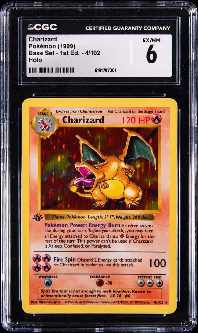 1999 Pokemon Base Set 1st Edition Holo #4 Charizard - CGC EX-NM 6