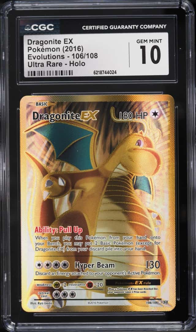 2016 Pokemon XY Evolutions Gold Rare Dragonite Ex #106 CGC 10 GEM MINT