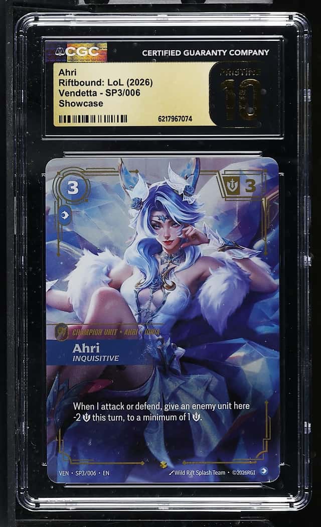 2026 Riftbound League Of Legends LoL Vendetta Showcase Ahri #SP3 CGC 10 PRISTINE