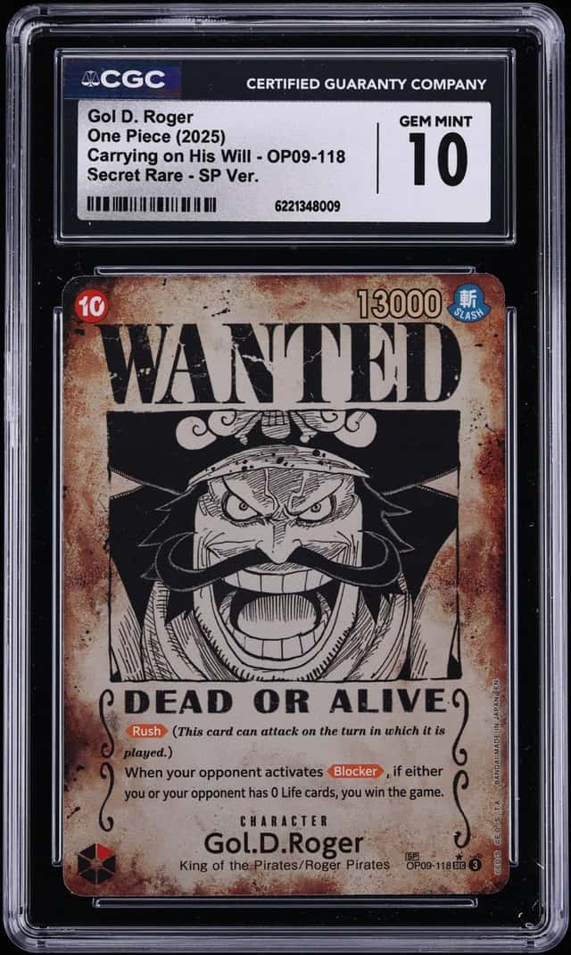2025 One Piece Carrying On His Will Special Alt Art Gol D. Roger #OP09-118 CGC 10 GEM MINT
