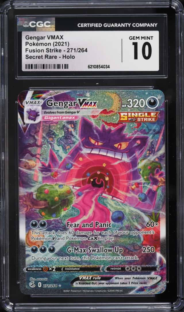 2021 Pokemon Sword & Shield Fusion Strike Full Art Gengar VMAX #271 CGC 10 GEM MINT