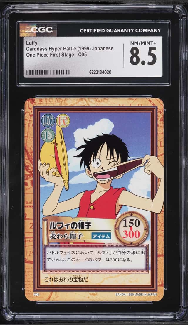 1999 One Piece Japanese Carddass Hyper Battle First Stage Luffy #C05 CGC 8.5 NM-MT+