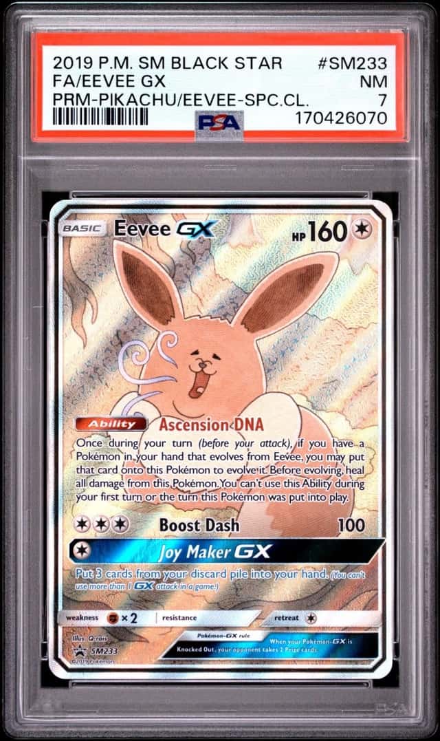 2019 POKEMON SM BLACK STAR PROMO #SM233 FULL ART/EEVEE GX PSA 7