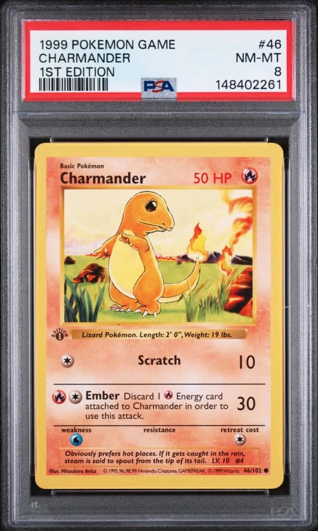 1999 POKEMON BASE SET 1ST EDITION #46 CHARMANDER PSA 8