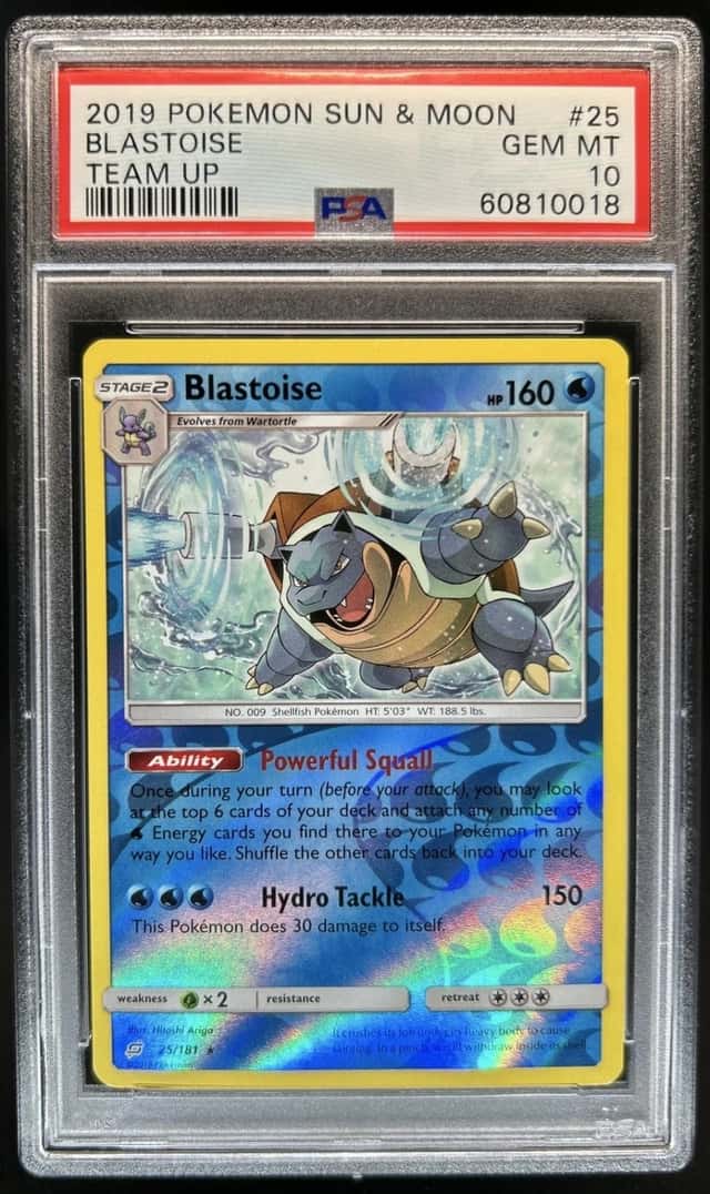 2019 Pokemon Sun & Moon Team Up Blastoise #25/181 PSA 10 GEM MINT