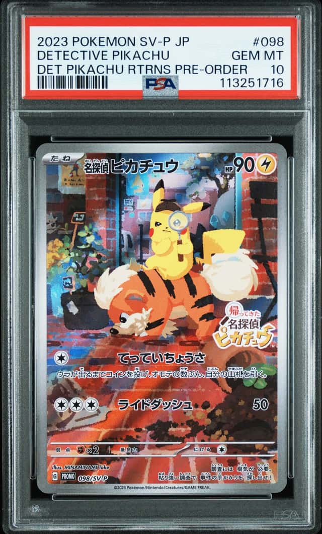 PSA 10 Detective Pikachu Art Rare 098 Returns Pre-Order Promo SV-P Pokemon Card