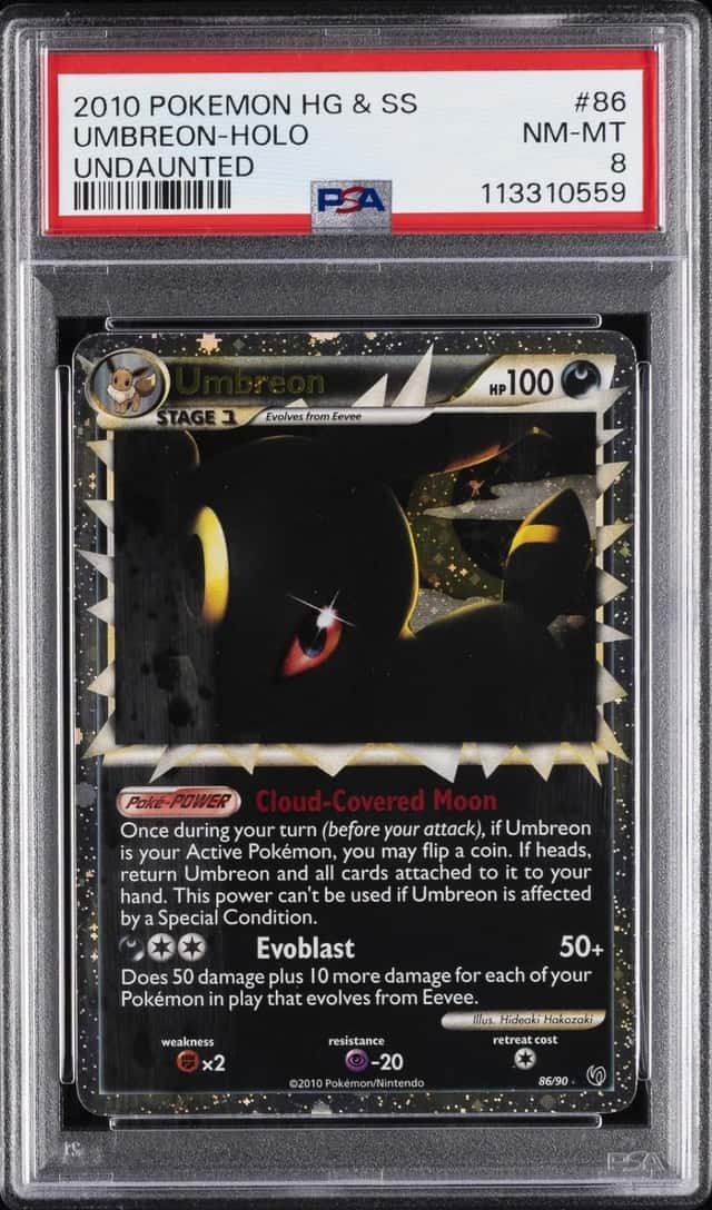 2010 POKEMON HEARTGOLD & SOULSILVER UNDAUNTED #86 UMBREON-HOLO PSA 8
