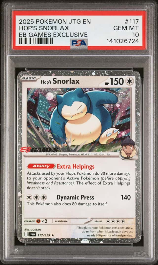 Pokemon PSA 10 Hop's Snorlax Promo 2025 117/159 JTG EB Games Exclusive English