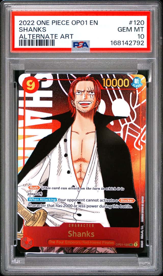 2022 ONE PIECE OP01-ROMANCE DAWN ALTERNATE ART #120 SHANKS PSA 10