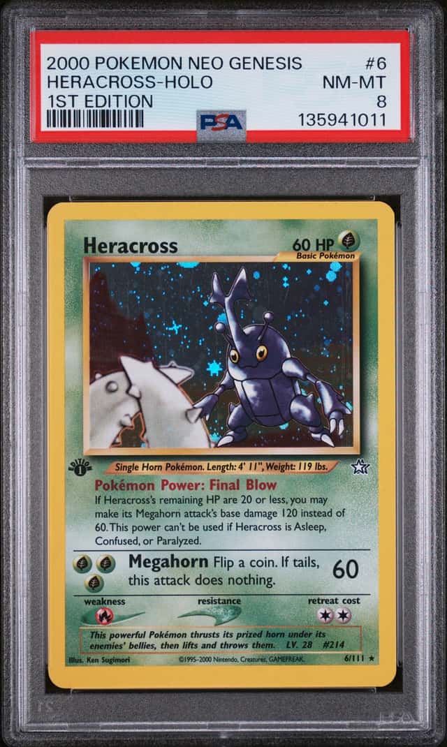 2000 POKEMON NEO GENESIS 1ST EDITION #6 HERACROSS-HOLO PSA 8