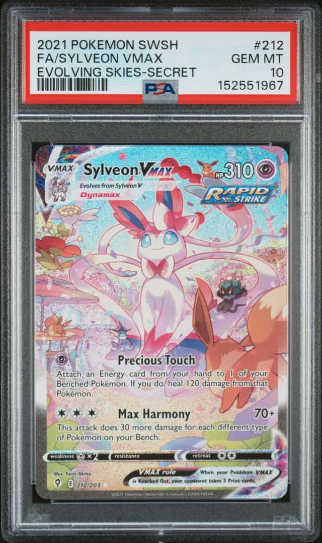 2021 Pokemon SWSH Evolving Skies #212 FA/Sylveon VMAX PSA 10 GEM MINT