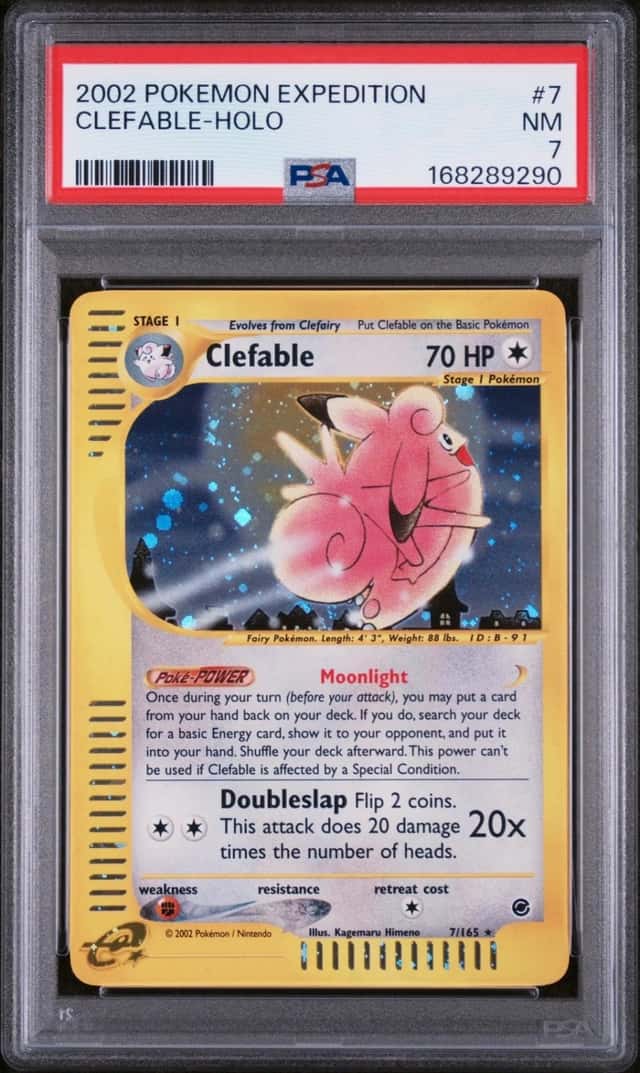 2002 POKEMON EXPEDITION #7 CLEFABLE-HOLO PSA 7