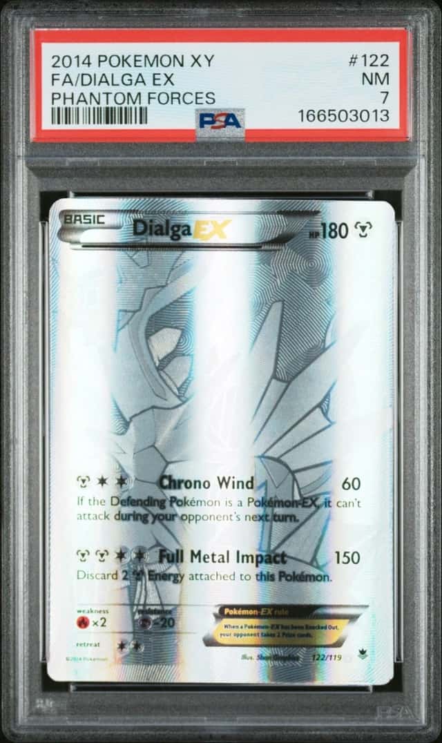 2014 POKEMON XY PHANTOM FORCES #122 FULL ART/DIALGA EX PSA 7