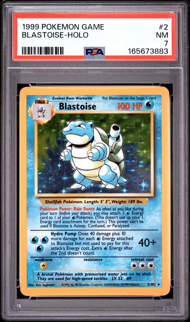 1999 POKEMON BASE SET UNLIMITED #2 BLASTOISE-HOLO PSA 7