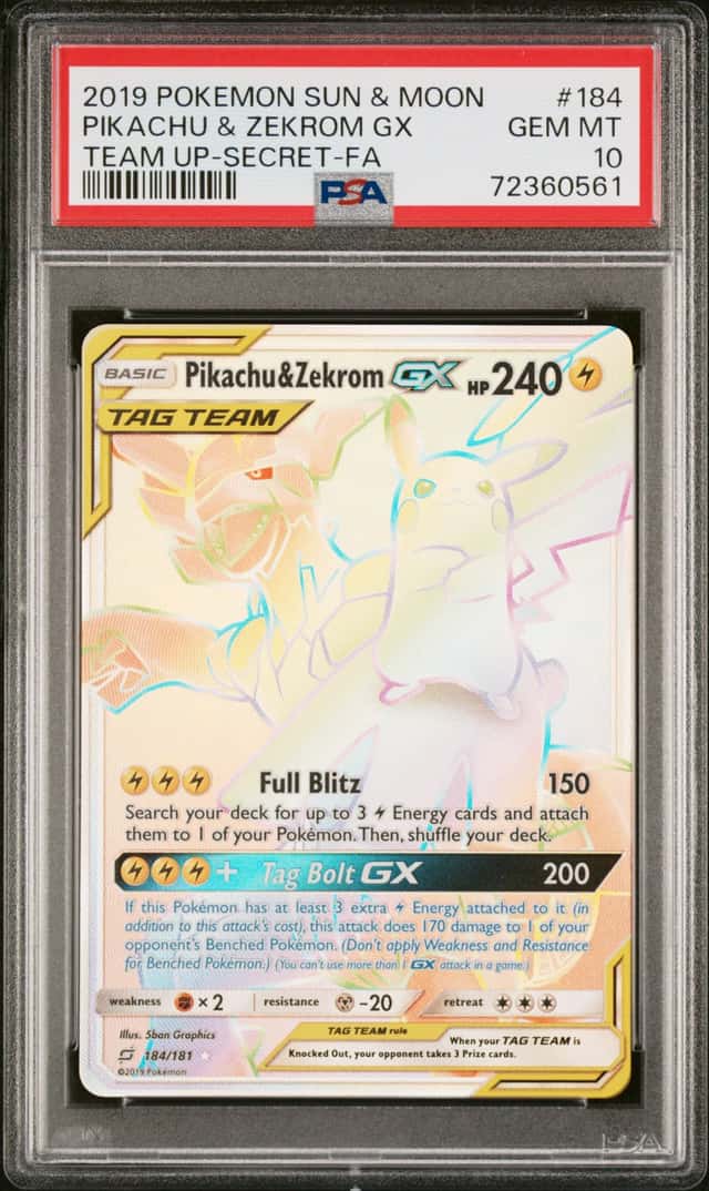 2019 Pokemon Sun & Moon Team Up Pikachu Zekrom GX #184/181 PSA 10 GEM MINT