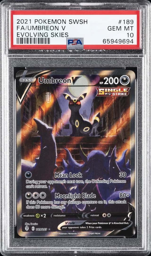 2021 POKEMON SWORD & SHIELD EVOLVING SKIES #189 FULL ART/UMBREON V PSA 10