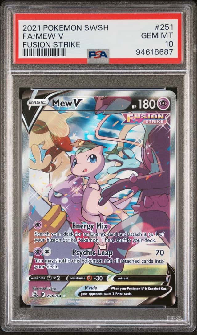 2021 Pokemon SWSH Fusion Strike Mew V Full Art #251/264 PSA 10 GEM MINT