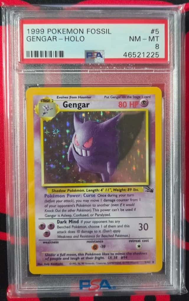 Pokemon 1999 Gengar Holo Fossil #5 PSA 8