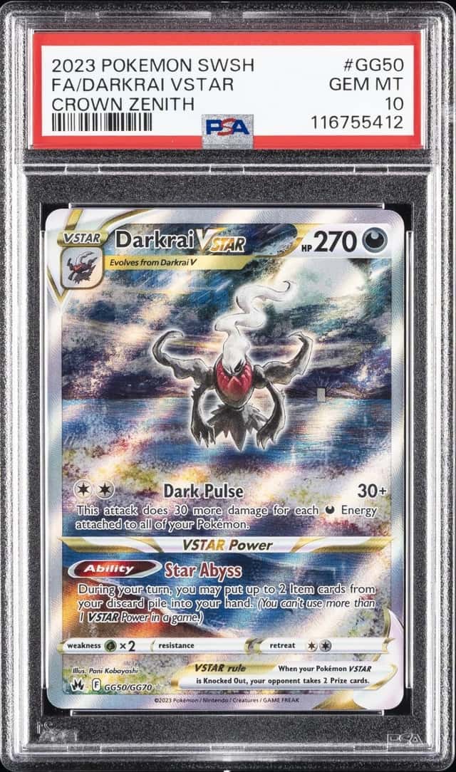 2023 POKEMON SWORD & SHIELD CROWN ZENITH #GG50 FULL ART/DARKRAI VSTAR PSA 10