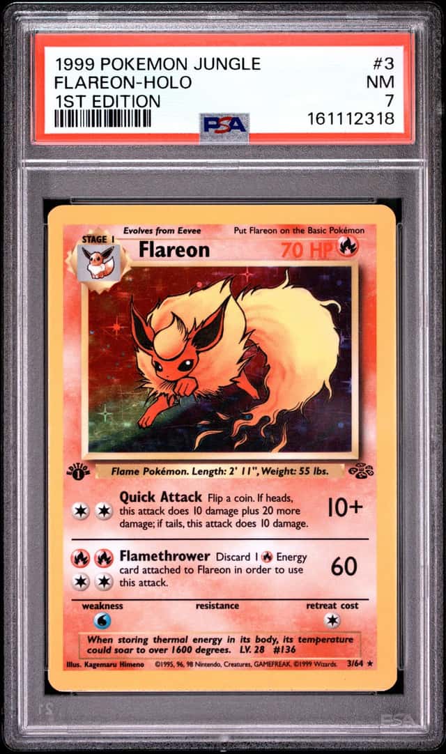1999 POKEMON JUNGLE 1ST EDITION #3 FLAREON-HOLO PSA 7