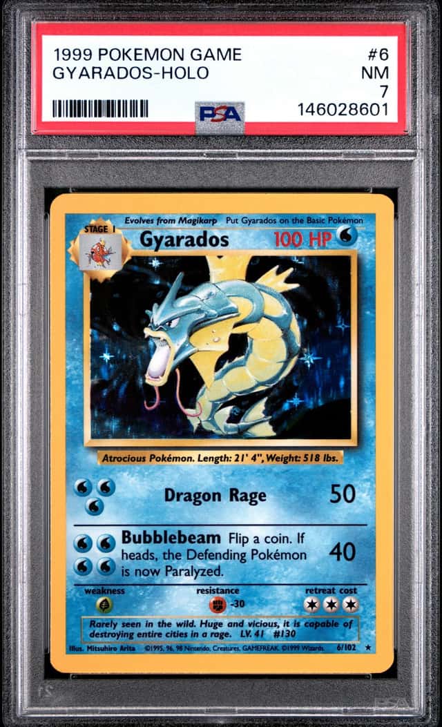 1999 POKEMON BASE SET UNLIMITED #6 GYARADOS-HOLO PSA 7