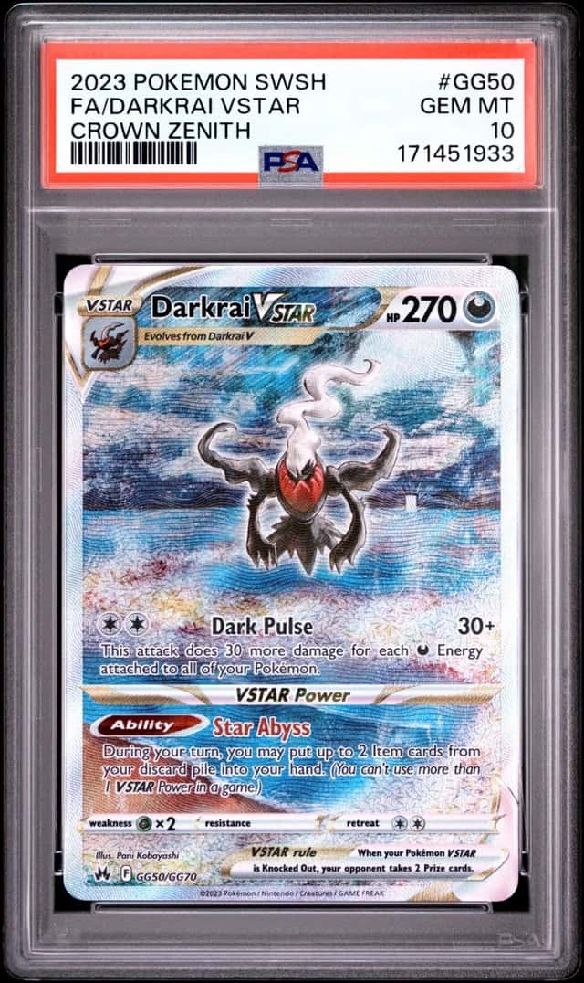 2023 POKEMON SWORD & SHIELD CROWN ZENITH #GG50 FULL ART/DARKRAI VSTAR PSA 10