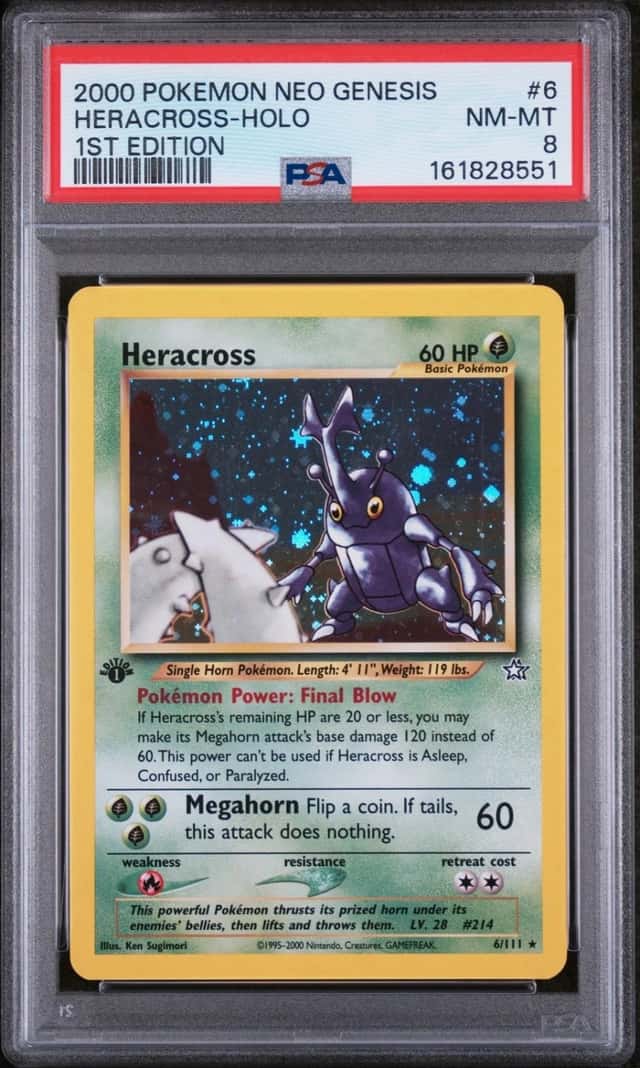 2000 POKEMON NEO GENESIS 1ST EDITION #6 HERACROSS-HOLO PSA 8