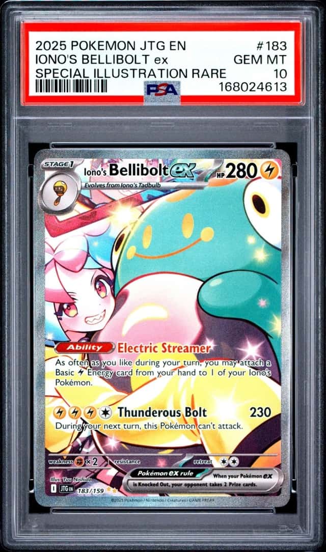 2025 POKEMON JTG SPECIAL ILLUSTRATION RARE #183 IONO'S BELLIBOLT EX PSA 10