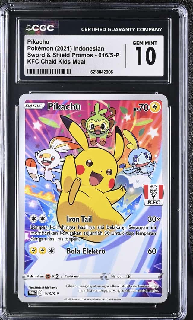 Pokemon Pikachu Promos 016/S-P Kfc Chaki Kids Meal Indonesian CGC 10 Gem Mint
