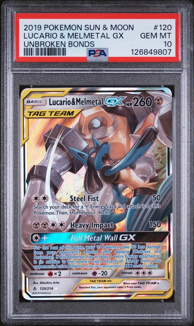 2019 Pokemon Unbroken Bonds Lucario & Melmetal GX #120 PSA 10 GEM MINT