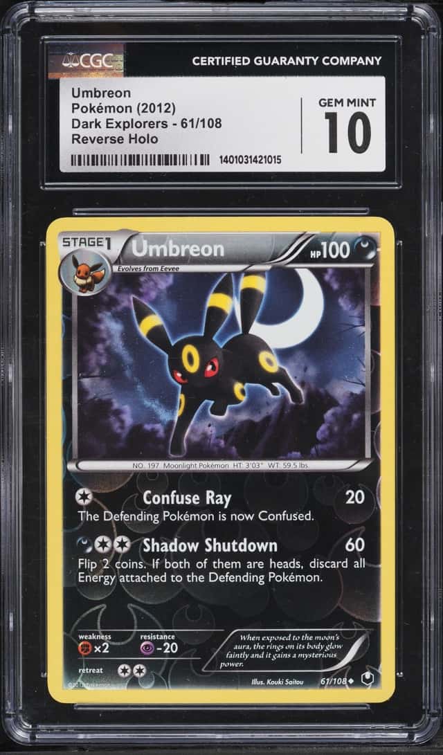 2012 Pokemon Black & White Dark Explorers Reverse Holo Umbreon #61 CGC 10 GEM MINT