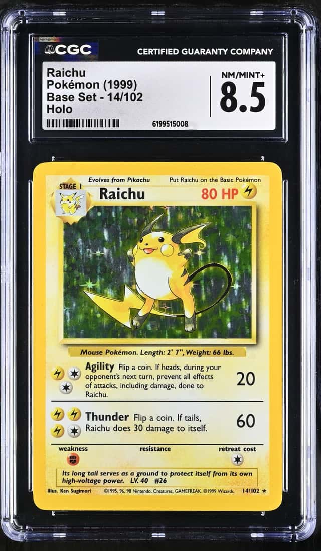 1999 Pokemon Base Set Holo Raichu #14 CGC 8.5 NM-MT+