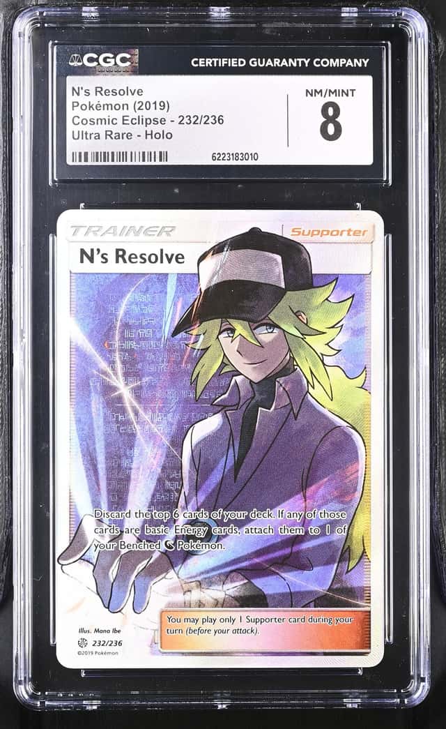 2019 Pokemon Sun & Moon Cosmic Eclipse Full Art N's Resolve #232 CGC 8 NM-MT